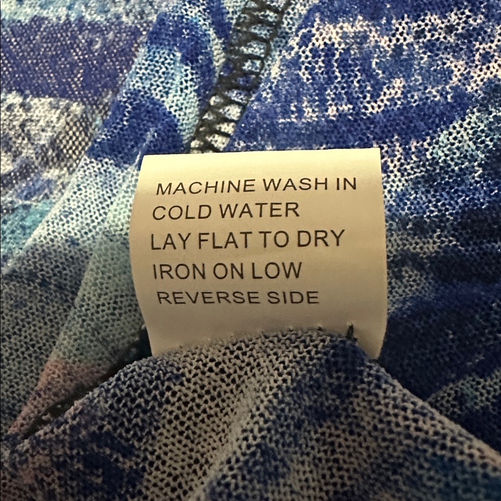 (Whispers) Blue Abstract buttonless open light ca… - image 10